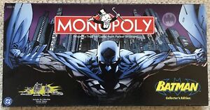 Parker Brothers Monopoly Batman Collector's Edition Board Game & 6 Pewter Tokens