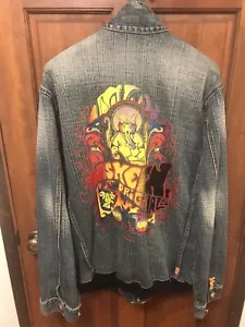 Embroidered Miskeen Originals Woodstock Denim Jean Jacket Size With Patches 2XL - Picture 1 of 12