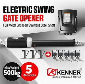 KENNER KNL2401 Heavy Duty Single Swing Gate Opener / Motor 500kg 5x Remote New - Picture 1 of 17