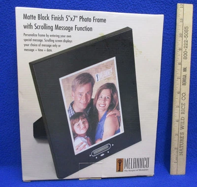 Photo Frame w/ Scrolling Message Function Black Matte Finish 5x7 Melannco NOS - Image 1 of 2
