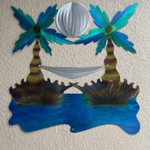 Large Metal Coastal Ocean Sea Metal Hanging Wall Art 48" Decor for Living Room - Picture 1 of 2