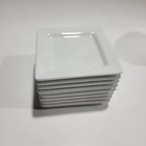 Libbey Appetizer White Square Plates Set Of 8 - Picture 1 of 5