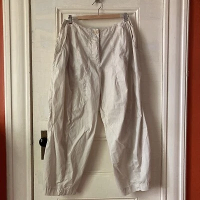 Rundholz Medium Ivory White Parachute Pants Button Pockets Barrel Leg - Image 1 of 4