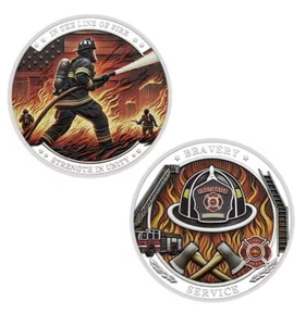 FIRE Dept US Collector Challenge MONEDA moneda conmemorativa insignia BRAVERY SERV insignia - Imagen 1 de 10