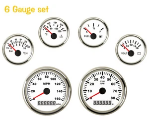 6 Gauge Set With Sender 160mph Gps Speedometer Tacho Fuel Temp Volt Oil Pressure - Picture 1 of 11