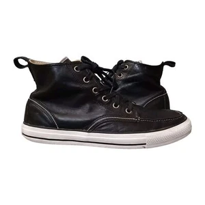 Converse Classic Sneaker Mens 11 Black Moc Toe Leather Hight Top Shoes 125647C - Picture 1 of 15
