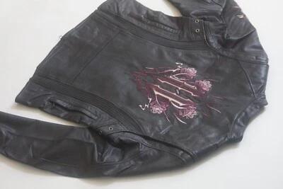 Harley Davidson Women's CYCLE SEDUCTION Leather Jacket L Purple Rose 97041-08VW - Image 1 of 4