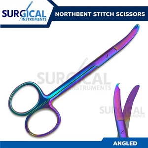 Nordbent Stich Schere 4,5" gebogen mit Multi Titan Regenbogen Farbe Deutsch Gr - Bild 1 von 10
