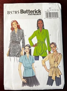 Butterick 5785 Misses Wrap Tops Tunic & Sash Pattern Sz 8 10 12 14 16 UNCUT FF - Picture 1 of 5