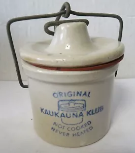 Vintage Kaukauna Klub Original Crock Stoneware With Lid - Picture 1 of 8