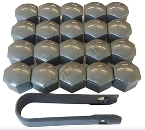 20x For AUDI A3 A4 A5 - GLOSS GREY BOLT WHEEL NUT COVERS +REMOVAL TOOL - Picture 1 of 1