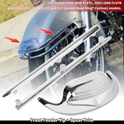 Front Fender Tip &Spear Trim Kit For Harley Road King Electra Glide FLHTC 82-13 Foto 1 de 4