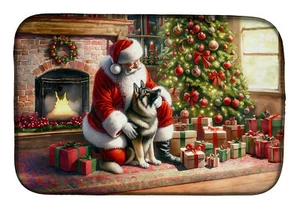 Norwegian Elkhound and Santa Claus Dish Drying Mat DAC4145DDM - Picture 1 of 3