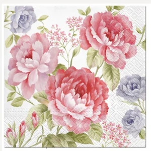 (2) Servilletas Decoupage Dos Almuerzo de Papel Individual - Servilleta Floral Peonías Rosa - Imagen 1 de 5