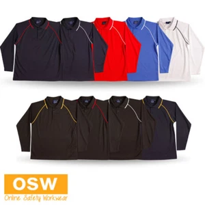 Kids Champion Plus Long Sleeve Contrast Colour Polo Breathable PS43K - Foto 1 di 19
