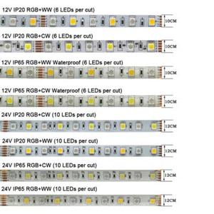 LED Strip Light 5050 RED RGB WARM WHITE TV Backlight Flexible Tape Lamp 5/12/24V - Picture 1 of 11