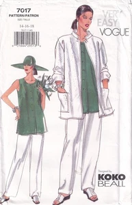 Vogue Sewing Pattern 7017 Koko Beal Misses Jacket Tunic Pants Size 14-18 - Bild 1 von 2