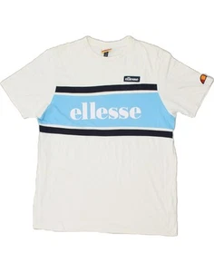 ELLESSE Womens Graphic T-Shirt Top UK 20 2XL White Colourblock Cotton BF02 - Picture 1 of 3