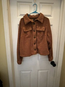 Lane Bryant Size 14 Brown Teddy Bear Button Jacket Coat - Picture 1 of 10