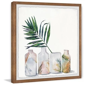 Parvez Taj Tropic Palm Vases Framed Painting Print 12" x 12" - Picture 1 of 6