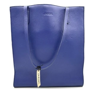 Vintage Jaeger Leather Tote Handbag Royal Blue - Picture 1 of 10