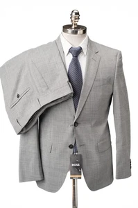 Traje gris HUGO BOSS todas las estaciones elástico sastrería lana calce ajustado 38 S (EU 48) - Imagen 1 de 15