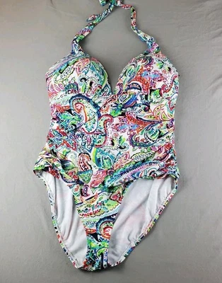 Traje de baño de una pieza Lauren Ralph Lauren Cabana Paisley Halter Mio talla 18 Foto 1 de 4