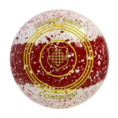 Drakes Pride Conquest Lawn Bowls Size 3 Heavy Gripped Tri-Band White Red X1-7772 - image 1 of 3