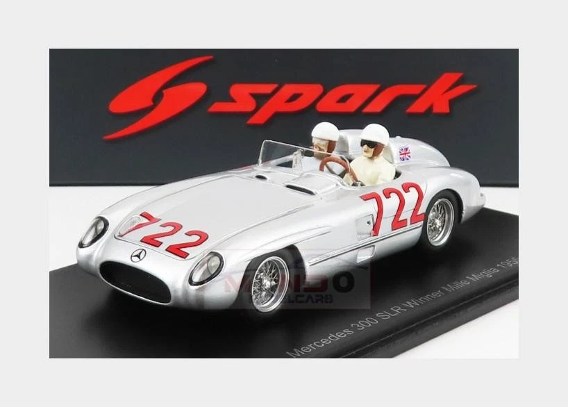 1:43 SPARK Mercedes Benz 300 Slr Spider #722 ganador Mille Miglia 1955 musgo S5859 Foto 1 de 2