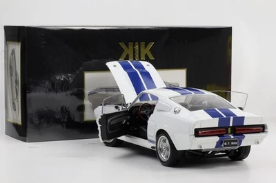 1:12 Ford Mustang Shelby GT500 1967 Bianco Strisce Blu Diecast KK-SCALE - Immagine 1 di 4