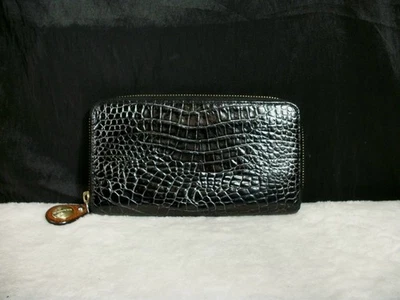 CARTERA ORGANIZADORA BRAHMIN SURI NEGRA COCODRILO ESTAMPADO CUERO CREMALLERA ALREDEDOR ENVÍO GRATUITO Foto 1 de 4