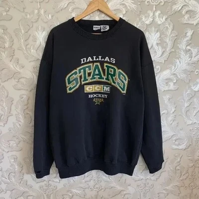 Sudadera De Colección Años 90 Dallas Stars CCM Hockey Unisex Cuello Redondo Hombres Mujeres Foto 1 de 2