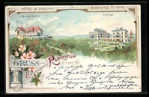Lithographie Bredeney a. d. Ruhr, Luftkurhaus Ruhrstein, Villa Hügel, Hotel & P - Picture 1 of 2