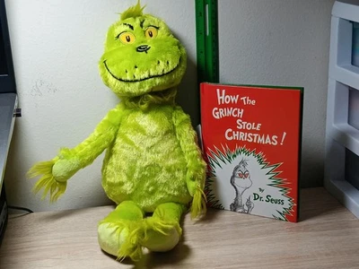 *FREE SHIP* 15" GRINCH + HOW THE GRINCH STOLE CHRISTMAS BOOK Plush Set Dr Seuss - Image 1 of 4