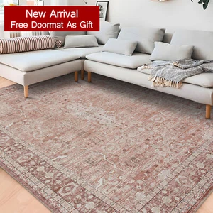 Extra Large Floor Rug Terracotta Soft Plush Beautiful Distressed Carpet Washable - Picture 1 of 22