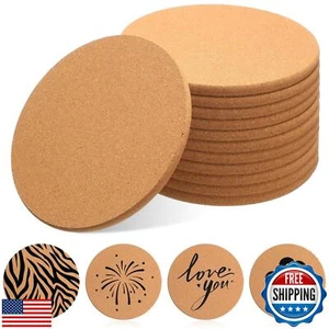 Boao 12 Pcs 6 Inch Round Absorbent Cork Coasters Wooden Cork Plant Coasters f - Bild 1 von 5