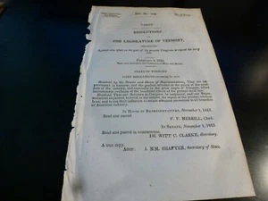 Government Report 1844 Legislature Vermont Against Congress Repeal Tariff Law - Picture 1 of 1
