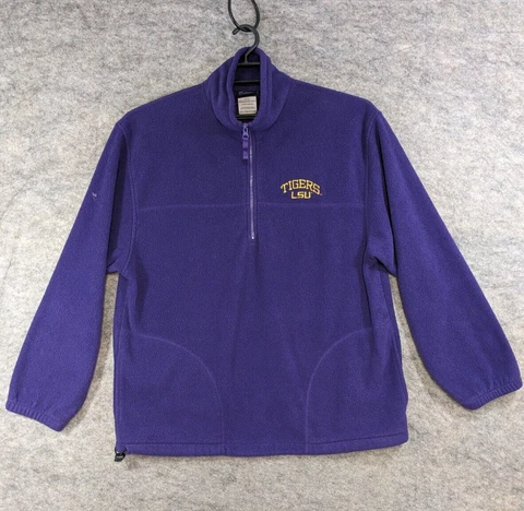 LSU Jacket Mens Large Purple Fleece 1/4 Zip Bunge Drawstring Waist AS Sports Cover