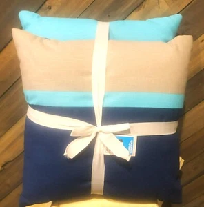 2-Pack 14" x 14" Decorative Throw Pillows. Vibrant Light Blue, Navy & Gray ! - Picture 1 of 3