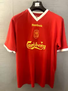MENS REEBOK XL 42/44 LIVERPOOL 2001 EUROPE RED AND GOLD CARLSBERG HOME SHIRT - Picture 1 of 7