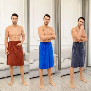 Men's Swimwear Cover Up Bath Towel Skirt Soft Absorbent Beach Wrap Anti Slip - Picture 1 of 18