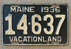 Maine 1936 License Plate # 14-637