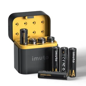 imuto 1.5V Batterie AA ricaricabili 3000mWh, Pile Ricaricabili AA Litio 1600 Cic - Foto 1 di 8