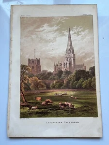 Chichester Cathedral early chromolithograph 1870 Kronheim and Co. - Picture 1 of 4