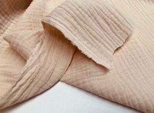 Paño suave de verano suave de tela de algodón muselina de doble gasa - 140 cm de ancho - beige - Imagen 1 de 5
