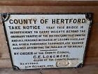Hertford Bridge Sign 1899. Vintage Bridge  Sign. County Of Hertford Sign.
