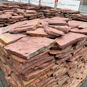 44M2 NATURSTEIN ROT VERBLENDER POLYGONALPLATTEN  BRUCHSTEINPLATTEN WAND BODEN  - Bild 1 von 11
