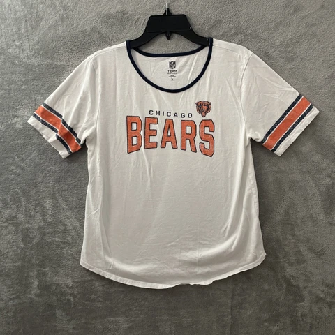 Chicago Bears NFL Team Apparel Pullover Top Woman’s Large Short Sleeve Cotton Cover