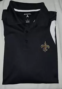 Polo uomo Antigua nera New Orleans Saints maniche corte pullover taglia large - Foto 1 di 14