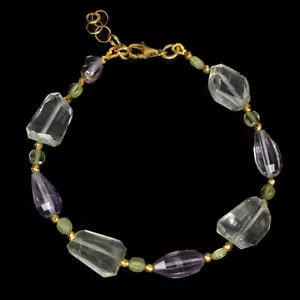 Sommer 925 Silberarmband Amethyst Peridot Natürlicher Edelstein Schmuck 8 Zoll - Bild 1 von 9